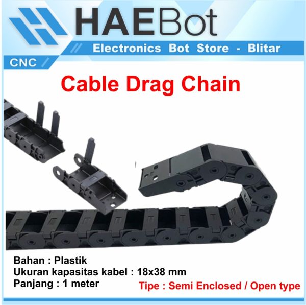 Kabel Drag Chain Semi Enclosed Open 18x38 1000mm