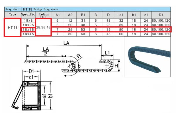 Kabel Drag Chain Bridge Open 18x35 1000mm - Image 3