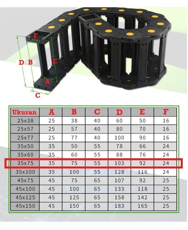 Kabel Drag Chain Bridge Open 35x75 150cm - Image 2