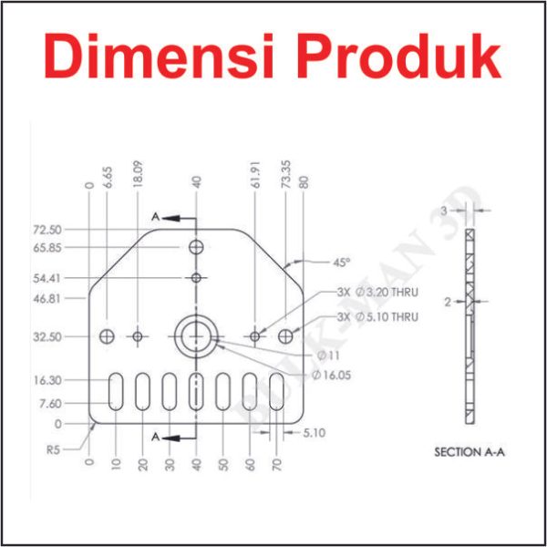 Threaded Rod Plate Nema 23 - T3x72x80 - Image 3