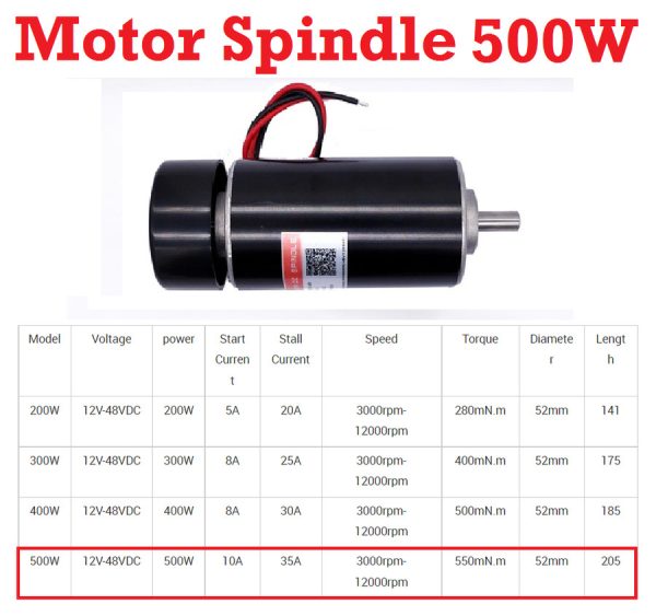 Dinamo Motor Spindle 500W - 8mm - Image 2