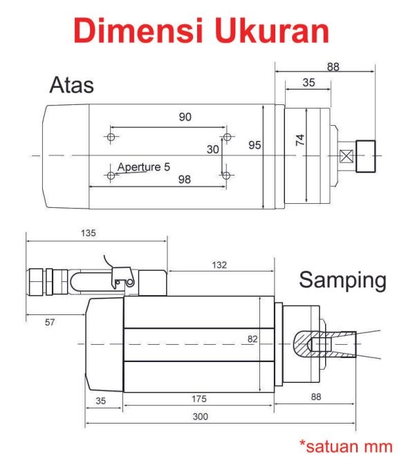 Spindle Motor 2.2KW 220V Air Cooled ER20 - Square - Image 2