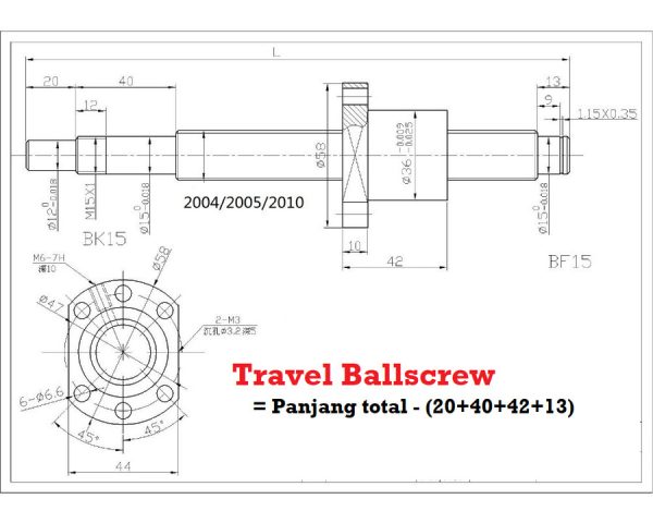 Ballscrew SFU2005 End Machined Nut - Image 3