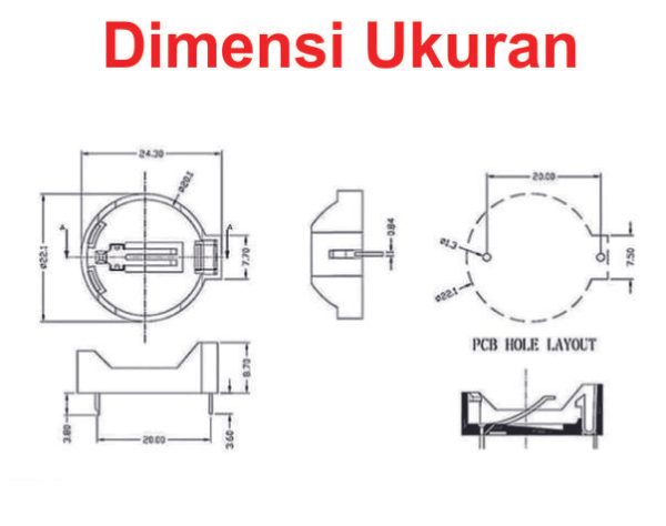 Socket Slot Baterai Kancing CR2032 - Image 2
