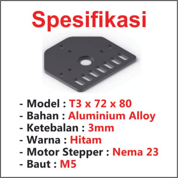 Threaded Rod Plate Nema 23 - T3x72x80 - Image 2