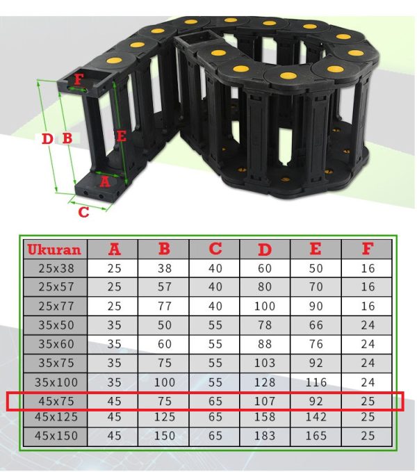 Kabel Drag Chain Bridge Open 45x75 150cm - Image 2