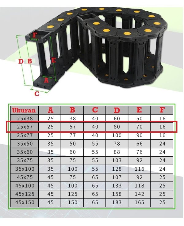 Kabel Drag Chain Bridge Open 25x57 1000mm - Image 2