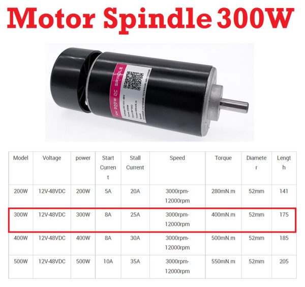 Dinamo Motor Spindle 300W - 8mm - Image 2