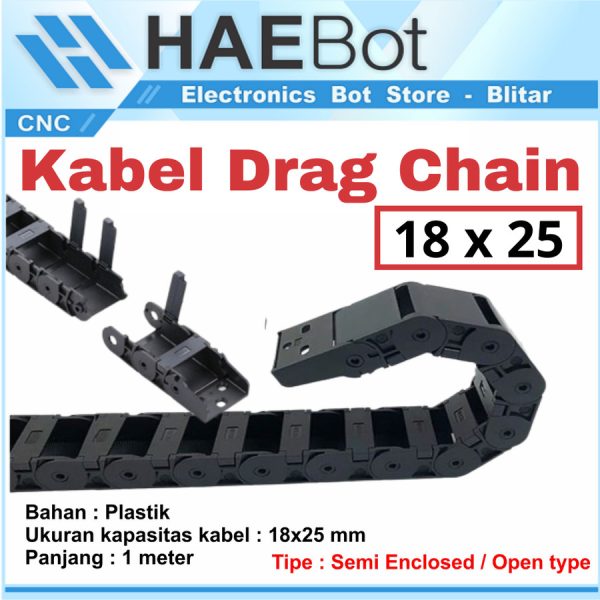 Kabel Drag Chain Semi Enclosed - Open 18x25 1000mm