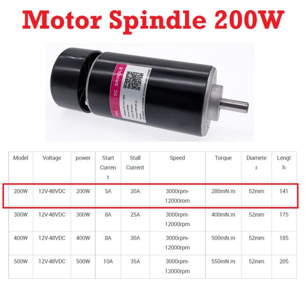 Dinamo Motor Spindle 200W - 8mm - Image 3