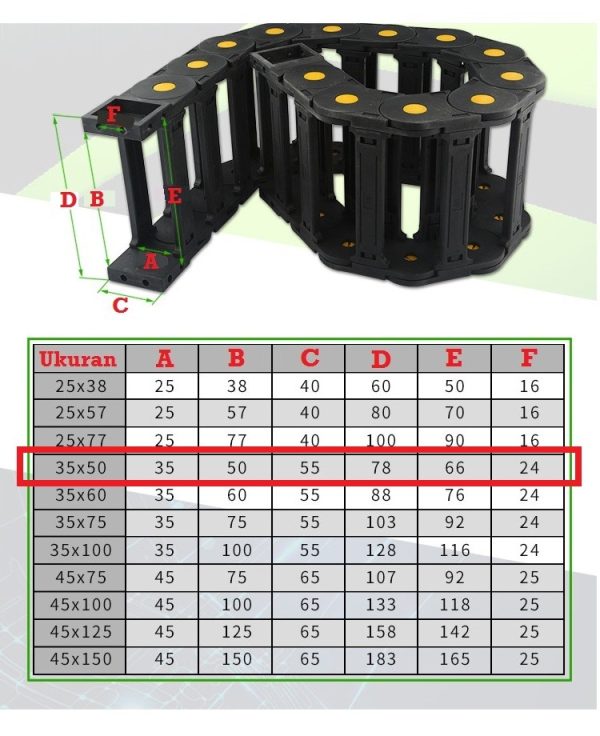 Kabel Drag Chain Bridge Open 35x50 1000mm - Image 2
