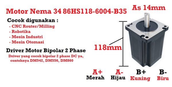 Stepper Nema 34 86HS118-6004A14-B35 - Image 4