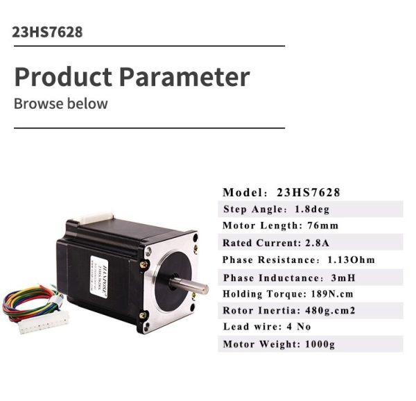 Motor Stepper Nema 23HS7628 57BYGH76 Hanpose OD8 - Image 4