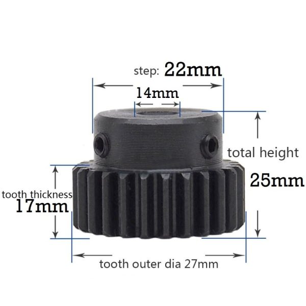Straight Gear Pinion 25T 1M B14 W15 - Image 2