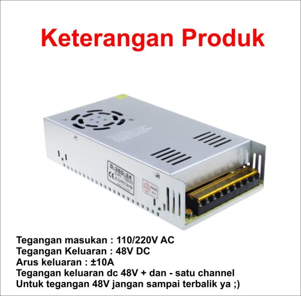 Power Supply PSU 48V 10A Kipas - Biasa - Image 4