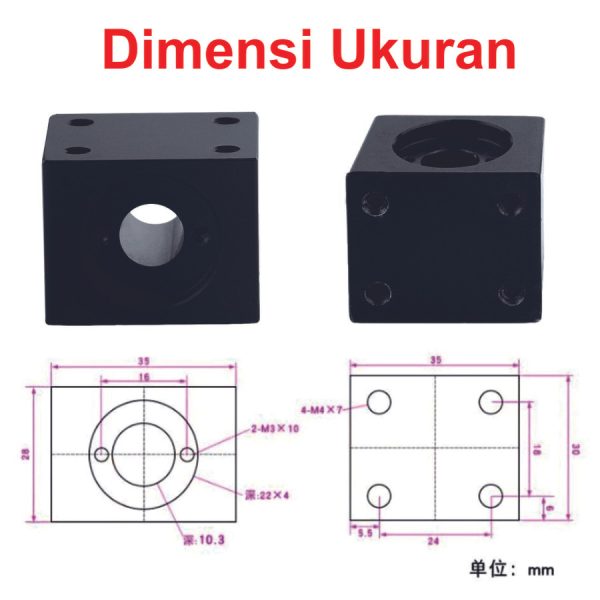 Nut Housing Holder T8 - Black - Image 2