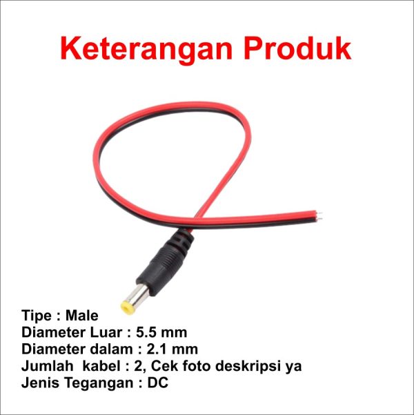 Jack DC Kabel Male 5.5 x 2.1 - Image 3