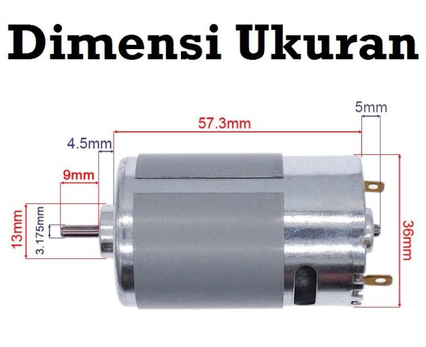 Dinamo Motor DC RS555 12V 7500RPM - 3.17mm - Image 2