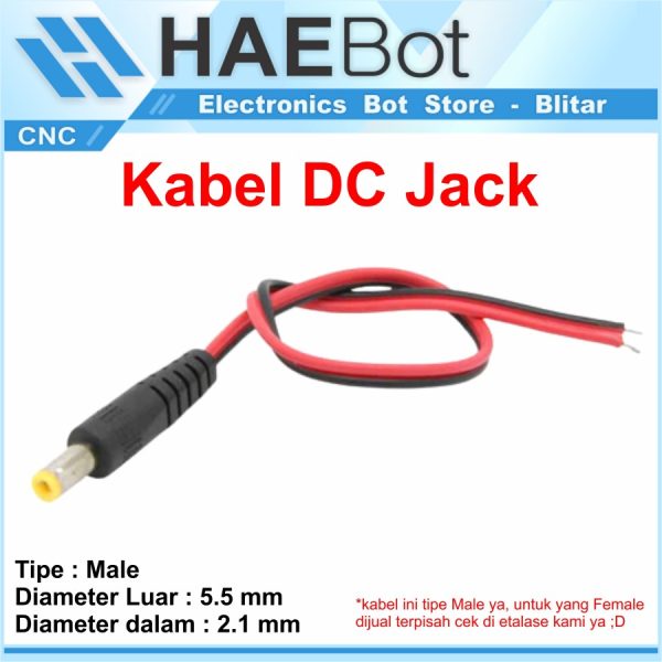Jack DC Kabel Male 5.5 x 2.1