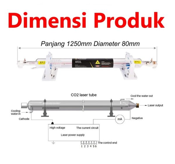 Cloudray Tabung Laser CO2 CR90 - L1250 D80 (90-100W) - Image 2