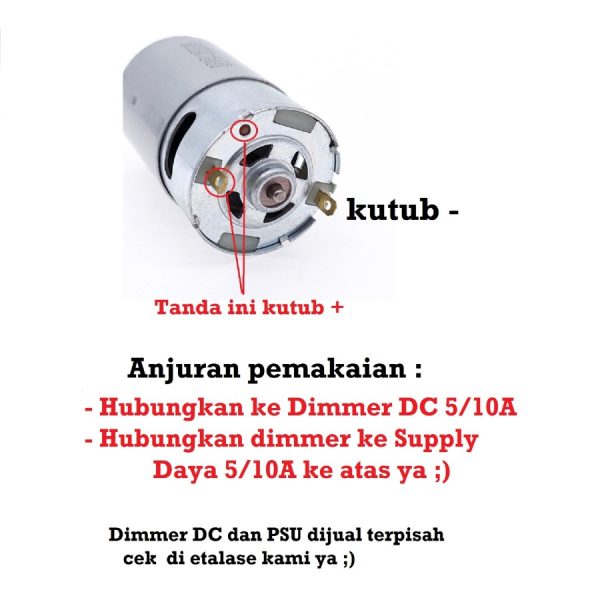 Dinamo Motor DC RS555 12V 7500RPM - 3.17mm - Image 4