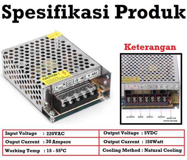 Power Supply PSU Jaring 5V 30A - Image 2