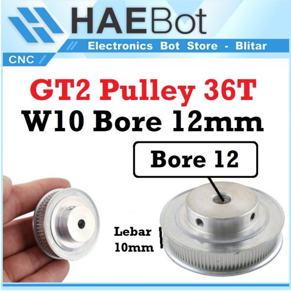 GT2 Pulley 36T W10 B12 - Silver
