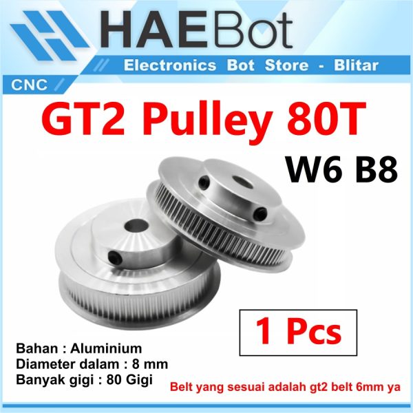 GT2 Pulley 80T W6 B8 - Silver