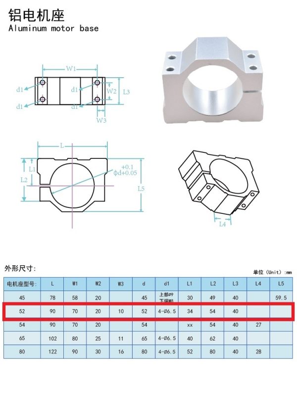 Bracket Spindle Clamp 52mm - Biasa - Image 2