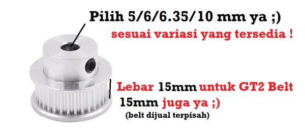 GT2 Pulley 40T W15 B8 - Silver - Image 3