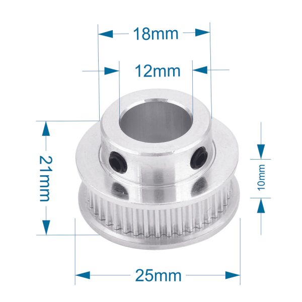 GT2 Pulley 36T W10 B12 - Silver - Image 2