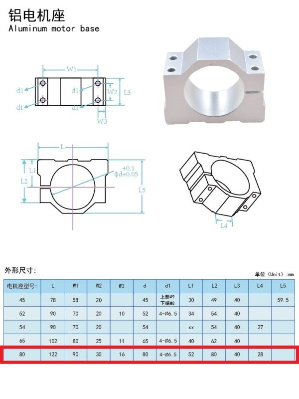 Bracket Spindle Clamp 80mm - Biasa - Image 2