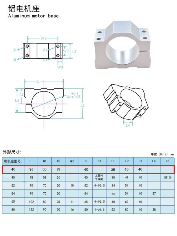 Bracket Spindle Clamp 40mm - Biasa - Image 2