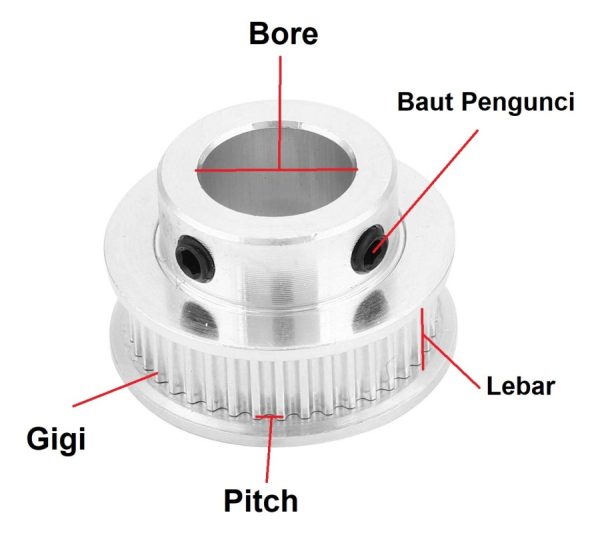 GT2 Pulley 36T W10 B12 - Silver - Image 3