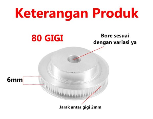 GT2 Pulley 80T W6 B5 - Silver - Image 3