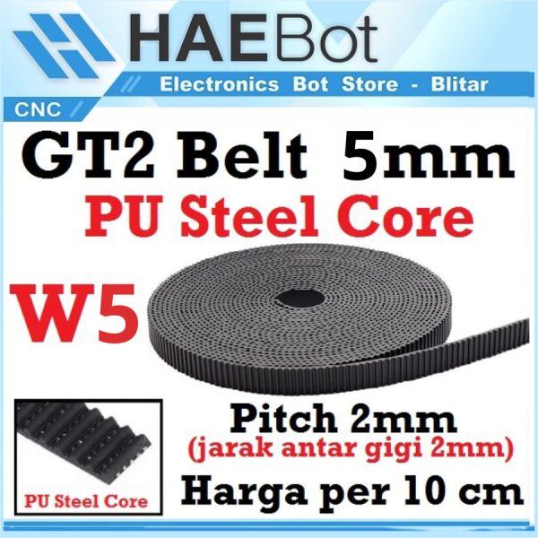 GT2 Belt PU Steel Core W5 - Hitam - 10cm