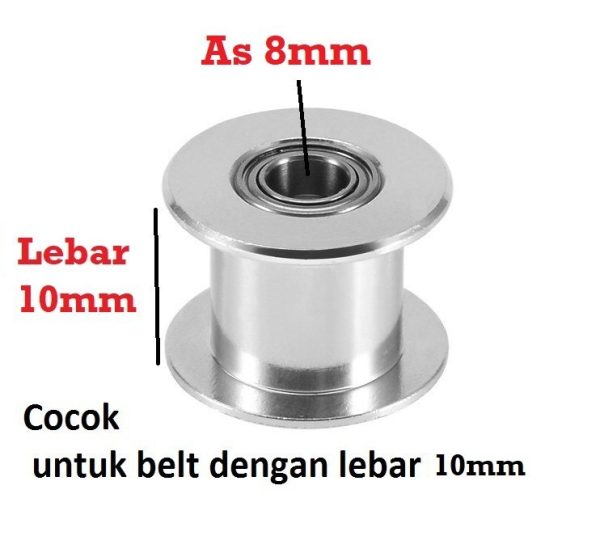 GT2 Idler Pulley 23T W10 B8 - Tanpa Gigi - Hitam - Image 2