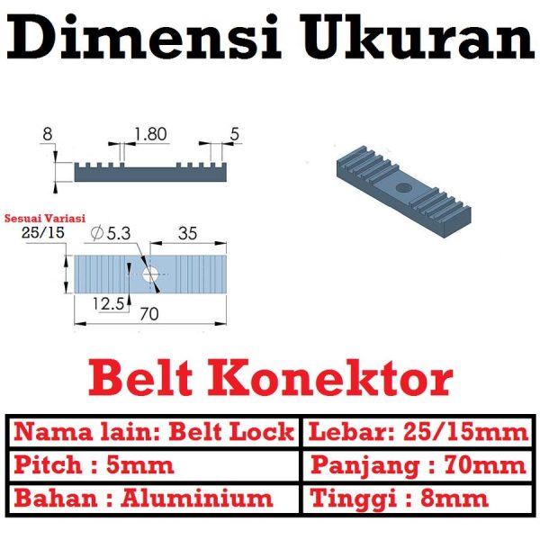 HTD5 Belt Lock Clamp - M5 - Image 3