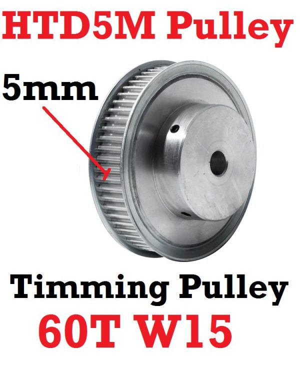 HTD5M Pulley 60T W15 - Silver - Image 3